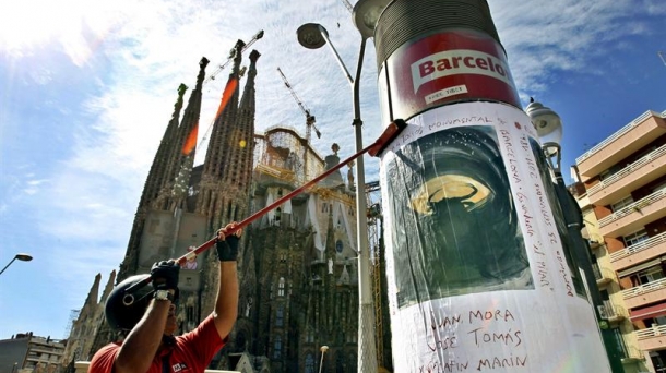 Une affiche signée de l'artiste Miquel Barcelo pour annoncer la dernière corrida. Photo: EFE