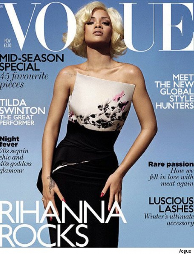 Rihanna, en la portada de la edición británica de 'Vogue'. Foto: 'Vogue'