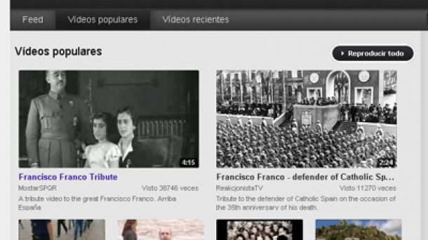 Capture d'écran de la chaîne Youtube dédiée au dictateur Franco