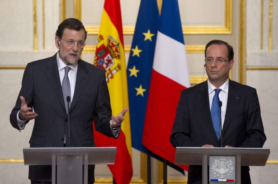 Rajoy eta Hollande, egungo Espainiako eta Frantziako gobernuburuak.