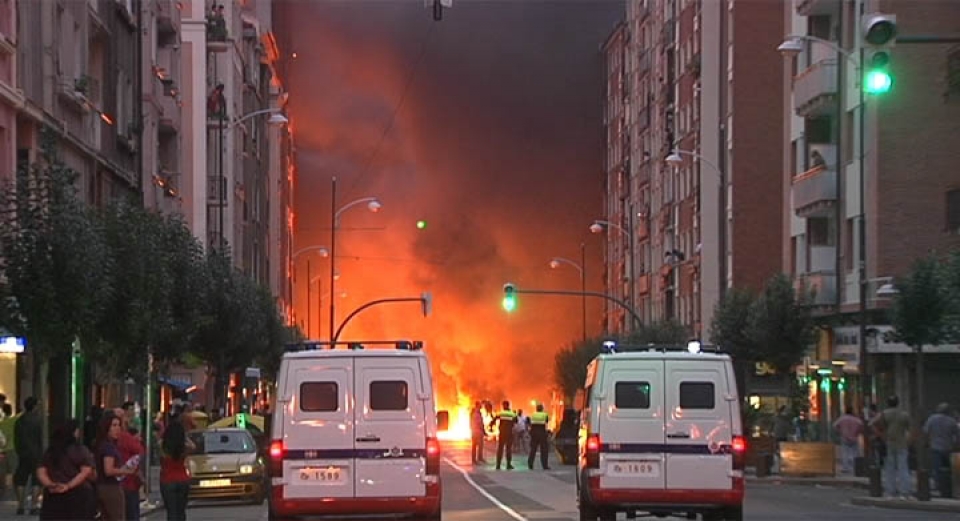 Incidentes en Rekalde, Bilbao, durante el desalojo de Kukutza en 2011