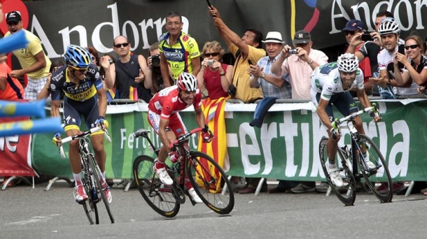 Contador, 'Purito' eta Valverde Vueltan. Argazkia: EFE