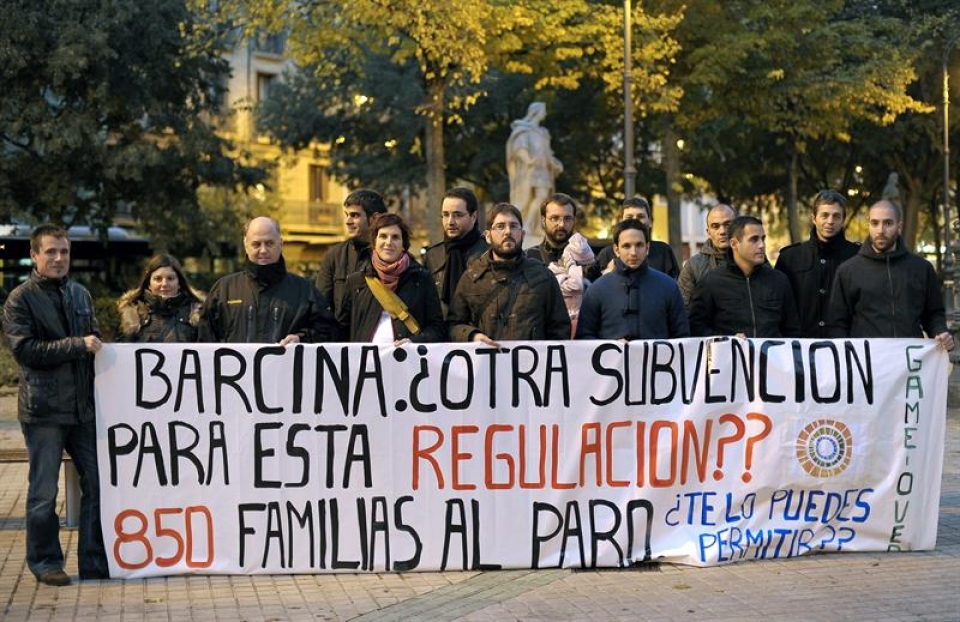 Protesta de trabajadores de Gamesa en Navarra.