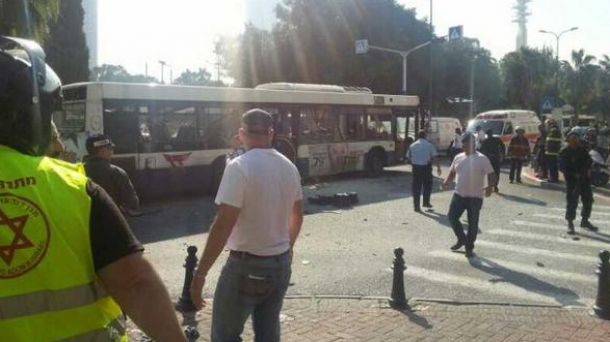 The bus was charred and blackened. Photo: Chaim Levinson/Twitter