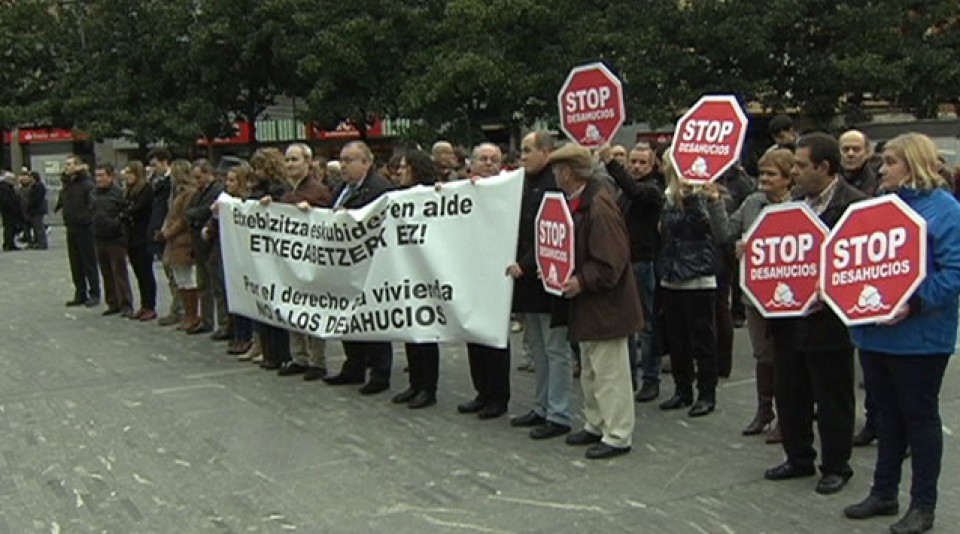 Protesta contra los desahucios en Barakaldo. Foto: EITB