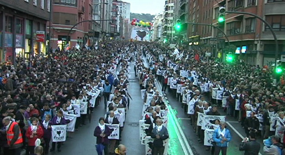 Manifestación celebrada en Bilbao en defensa de los derechos de los presos. Imagen de archivo