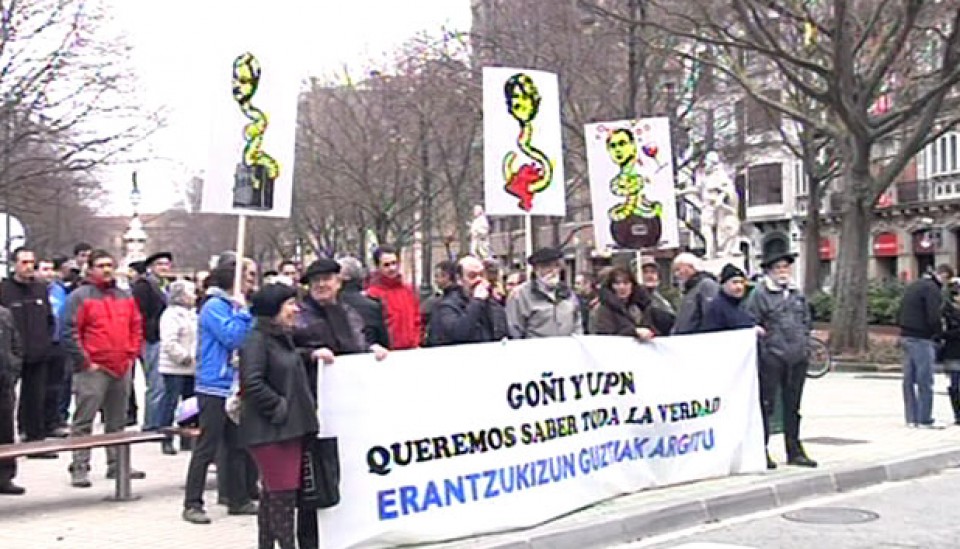 Una manifestación de Kontuz en Pamplona.