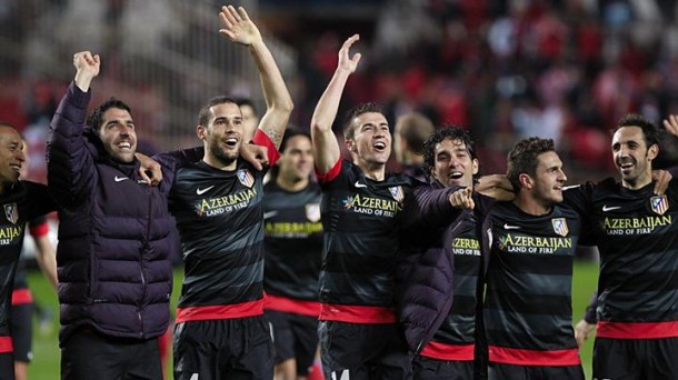 Los jugadores del Atlético de Madrid celebran el pase a la final. Foto: EFE