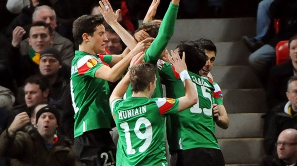Los jugadores del Athletic, celebrando uno de los goles. Efe. 