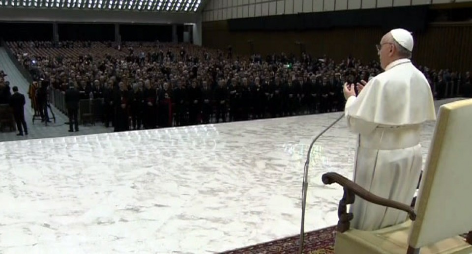 El papa Francisco ha recibido a la prensa internacional que ha seguido el Cónclave.