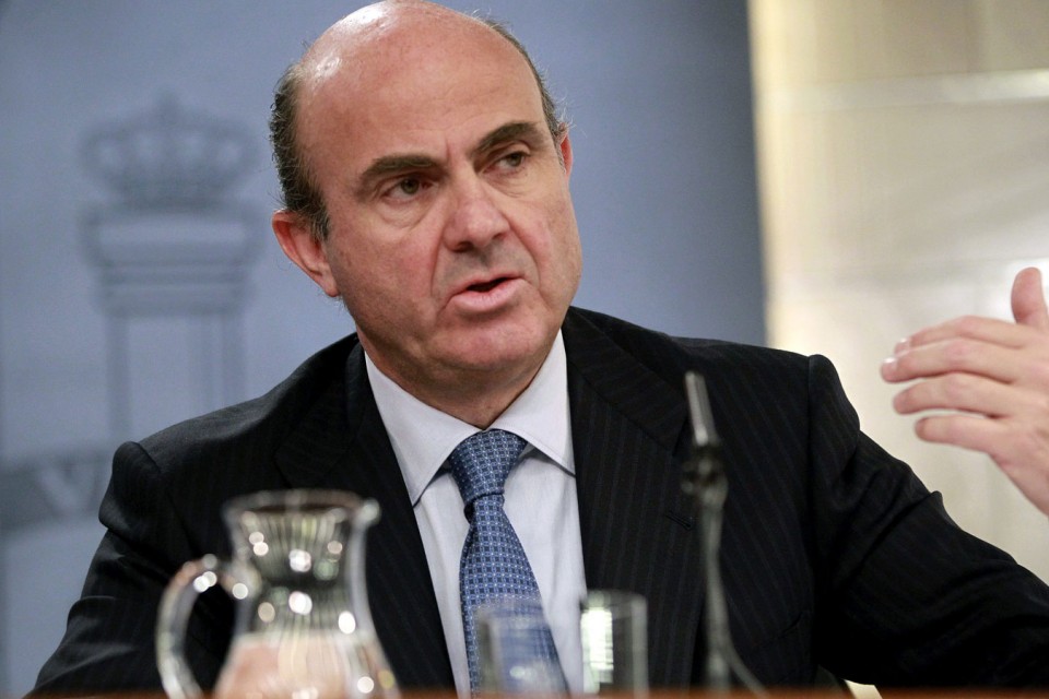 El ministro de Economía de España, Luis de Guindos, en una comparecencia anterior. 