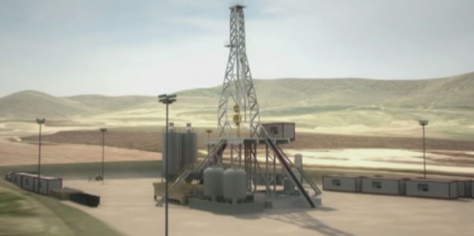 Imágen de una plataforma para la extracción de gas mediante la técnica del fracking. Foto: EITB.
