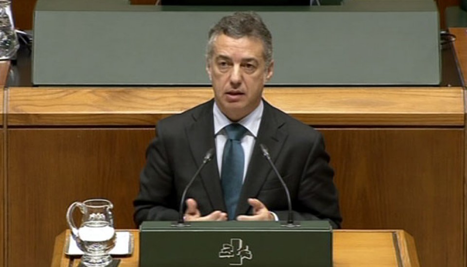 Iñigo Urkullu en una comparecencia anterior en el Parlamento Vasco. 