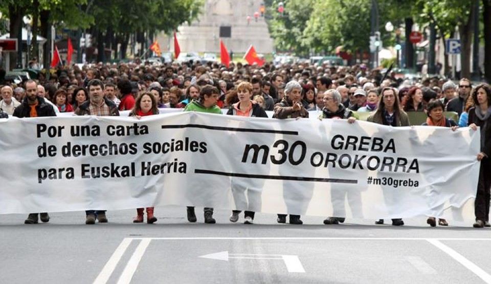 Manifestación en Bilbao a favor de la huelga general del próximo jueves. Foto: eitbcom