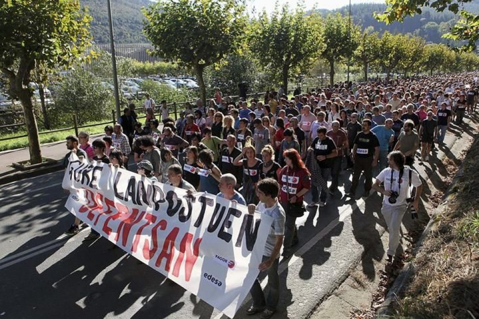 Manifestación anterior en Arrasate, en apoyo a los trabajadores. Foto: EiTB.