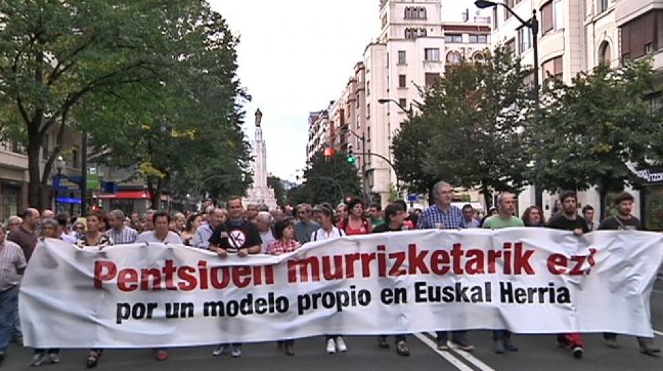 Manifestación contra la reforma de las pensiones. Foto: EiTB 