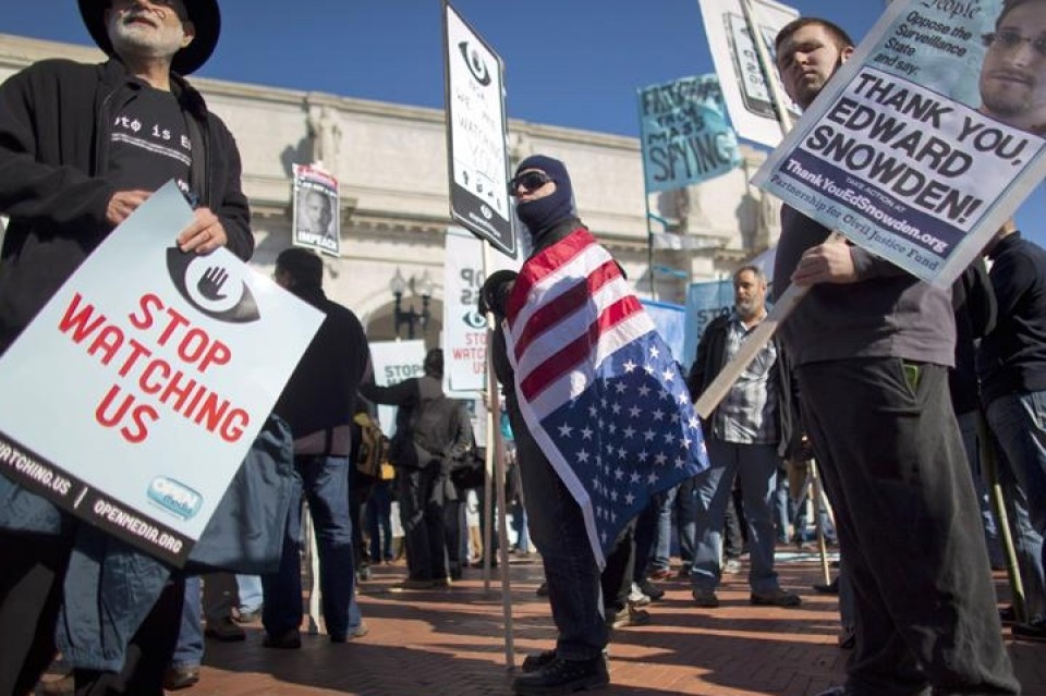 Ciudadanos protestan en Washington D. C. contra el espionaje. Foto: Efe.