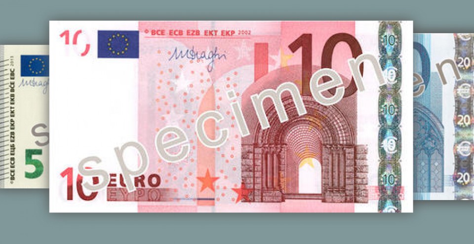 10 euroko egungo billetea.