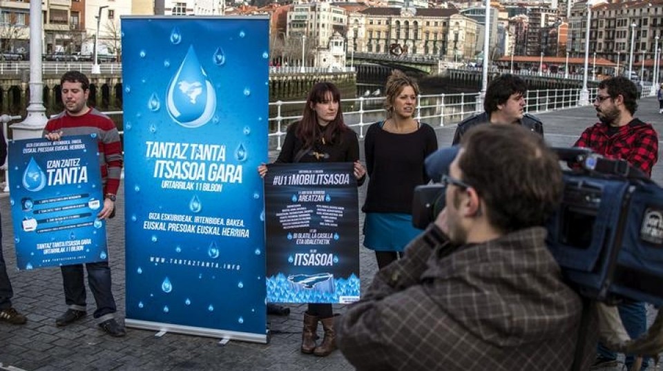 Imagen de la presentación de la manifestación en Bilbao. EFE