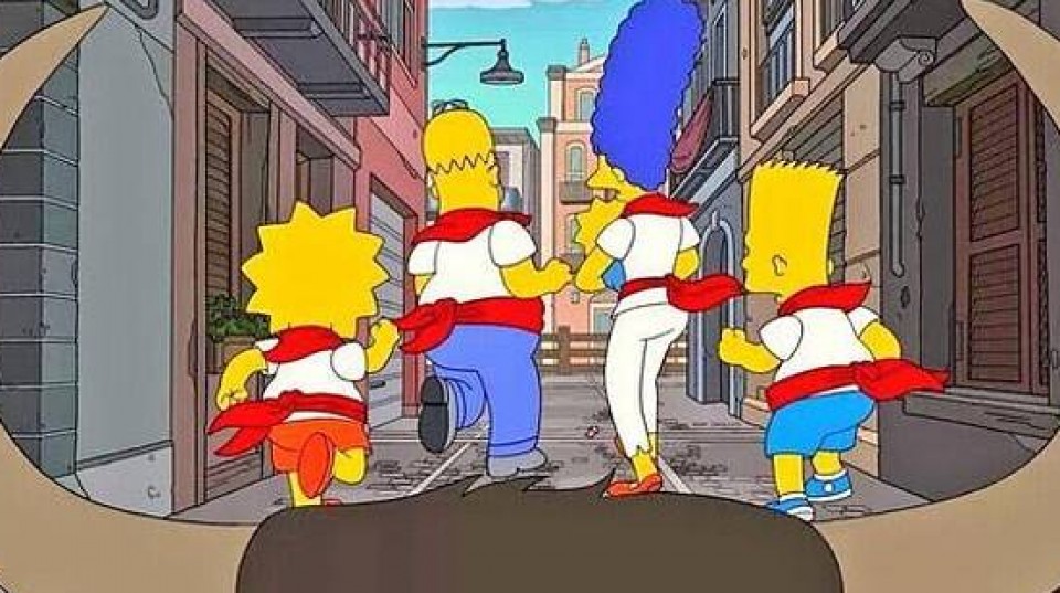 Los Simpson corren el encierro de San Fermín más rápido de la historia
