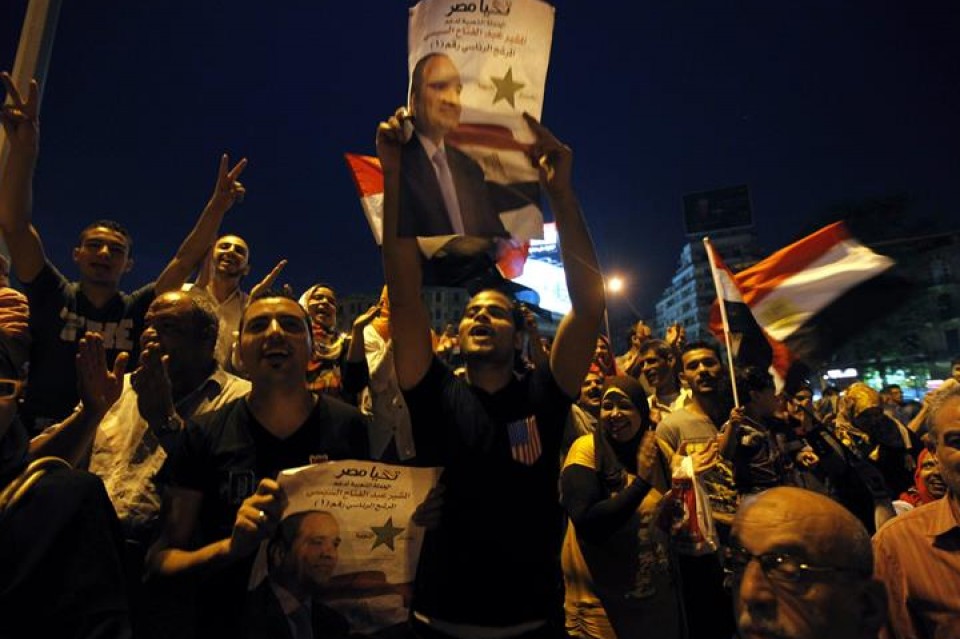 Seguidores de Al Sisi celebran la victoria.