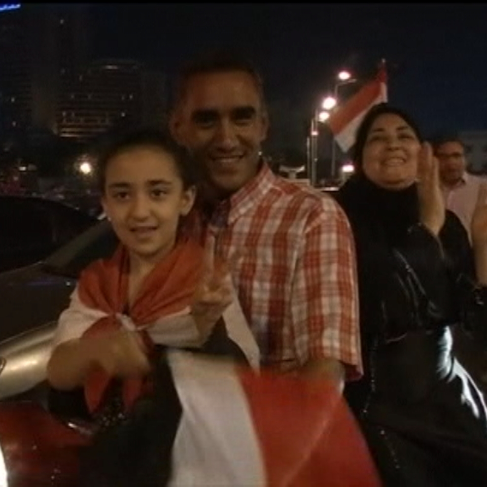 Celebración en Egipto tras la victoria electoral de Al Sisi