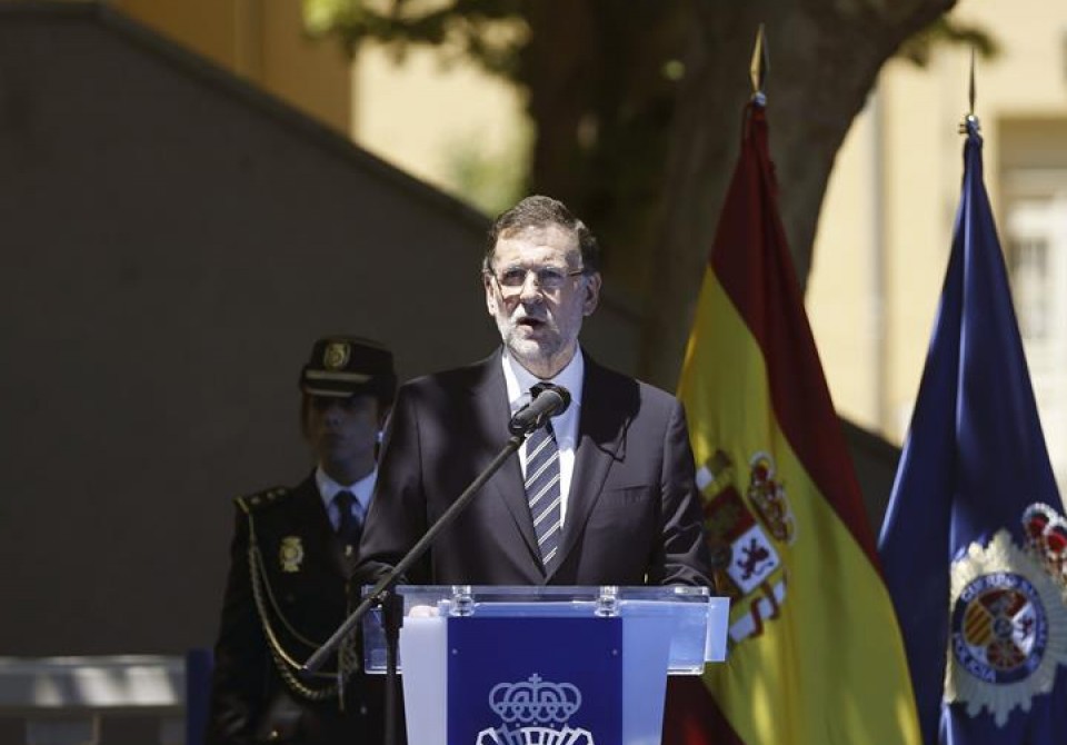 Mariano Rajoy, terrorismoaren ondorioz hildako polizien omenaldian. Efe.