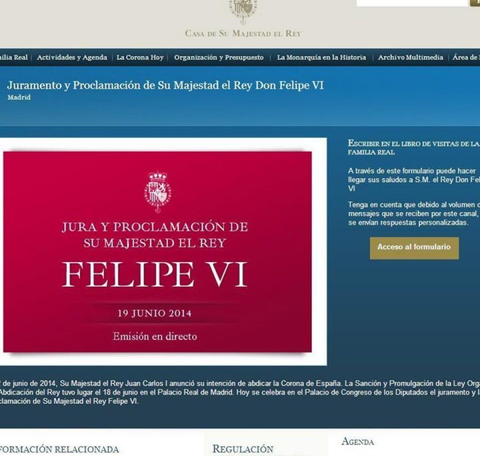 Errege etxea web orria Felipe VI
