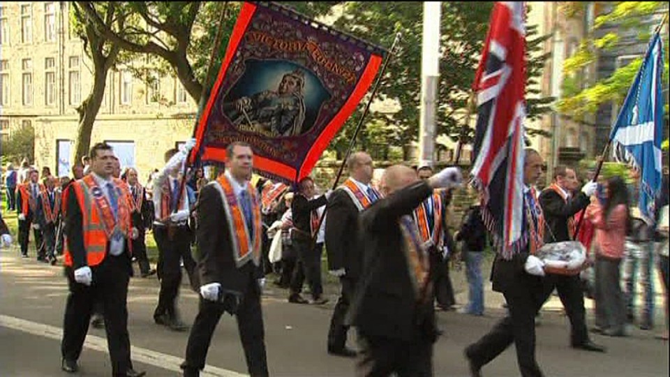 Marcha de los unionistas en Escocia. Foto: EiTB