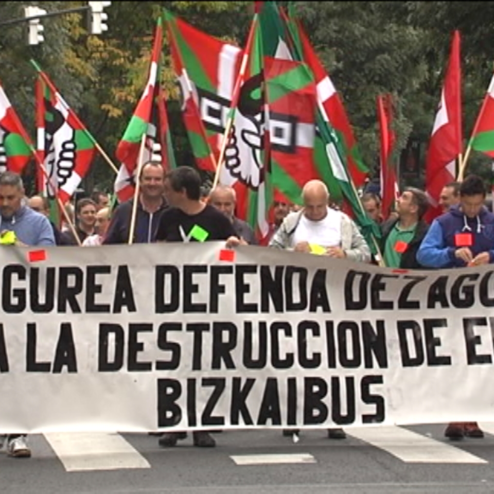 Manifestación de los trabajadores de Bizkaibus
