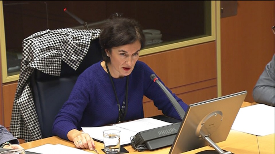 Maite Iturbe, directora de EiTB, en una comparecencia en el Parlamento vasco. 