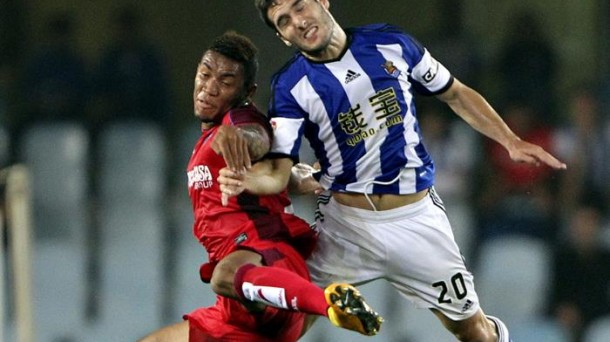 Joseba Zaldua, durante el partido contra elGetafe disputado en la primera vuelta. Efe.
