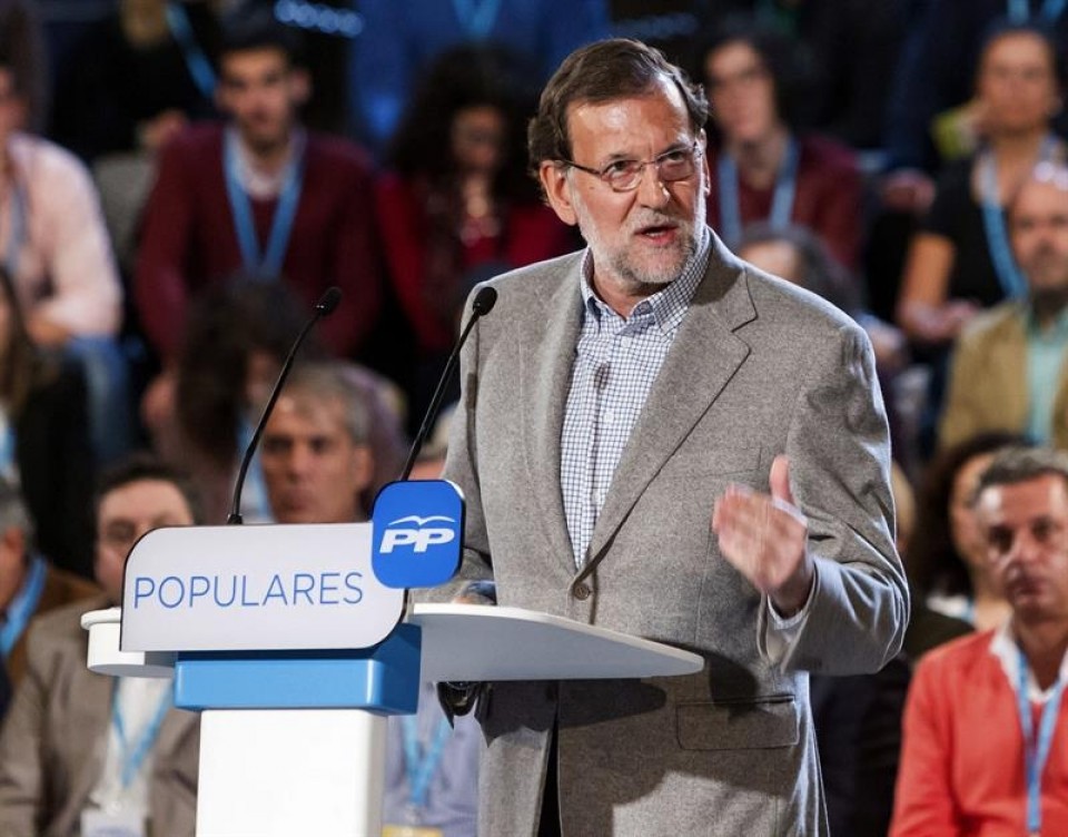 Mariano Rajoy ayer en un acto en Cáceres. Foto: EFE
