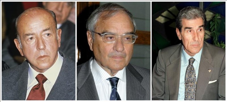 Los exministros José Utrera, Martín Villa y Fernando Suárez. 