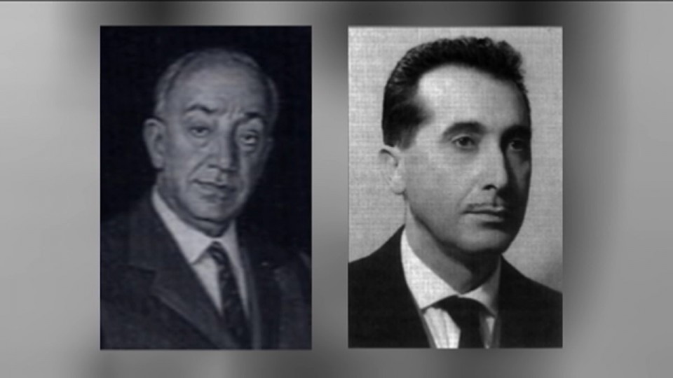 Los dirigentes franquistas Felix Huarte (i) y Miguel Urmeneta (d), premiados por el Gobierno foral