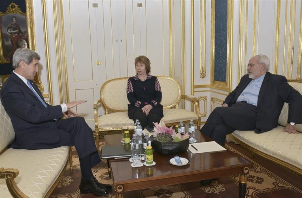 John Kerry, Catherine Ashton y Javad Zarif. Foto: EFE