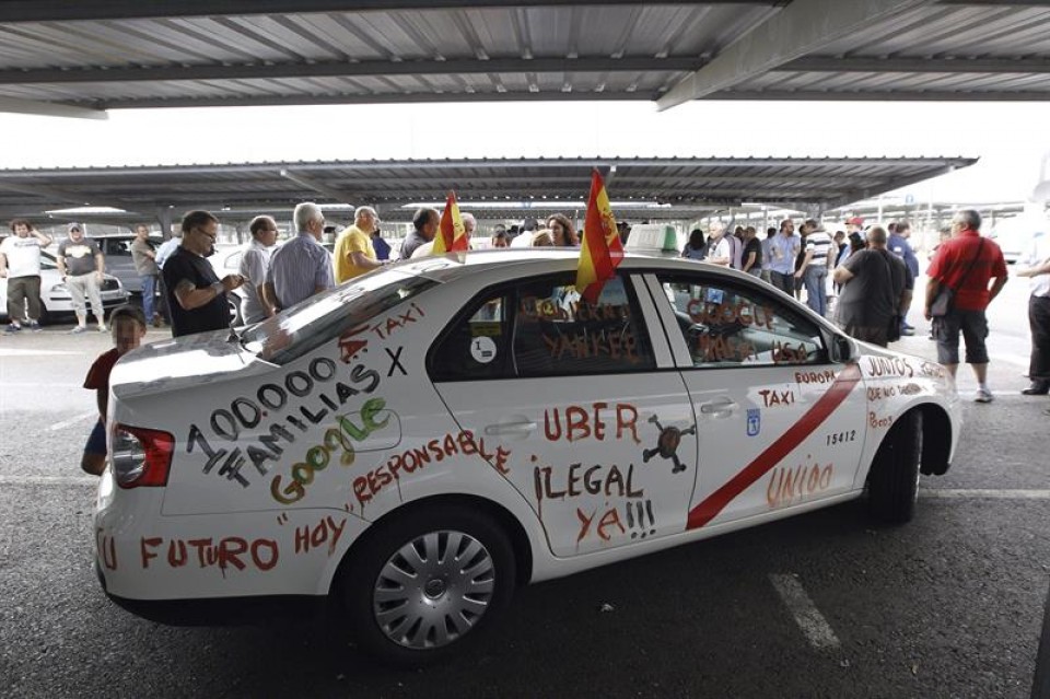 Protesta contra Uber en España