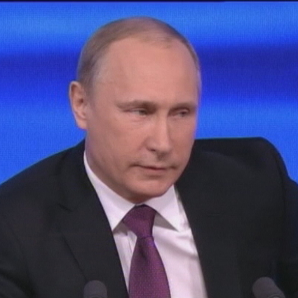 Vladimir Putin Errusiako presidentea hedabideen aurrean egin duen agerraldian. Argazkia: EFE