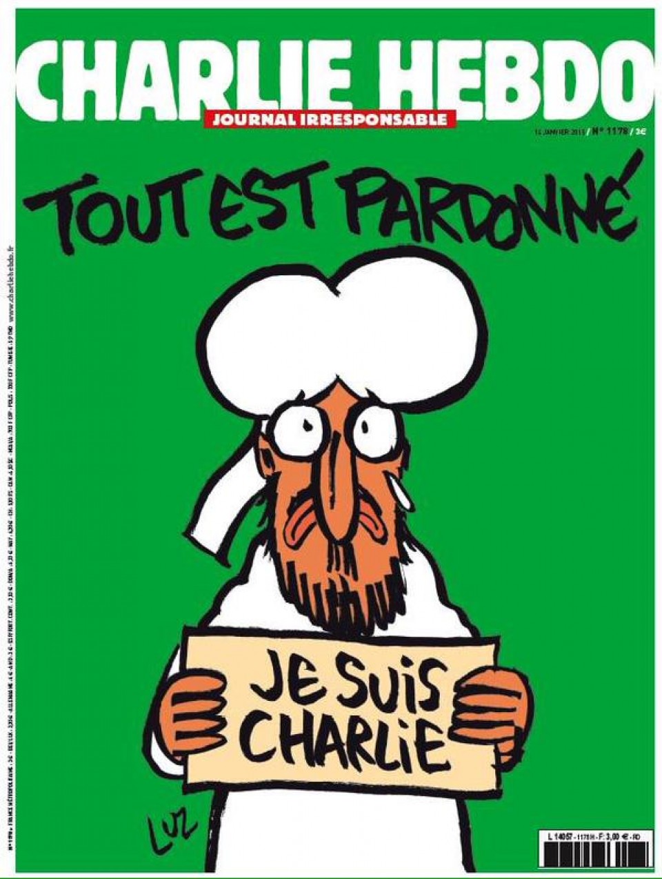 Charlie Hebdo portada moztu gabe