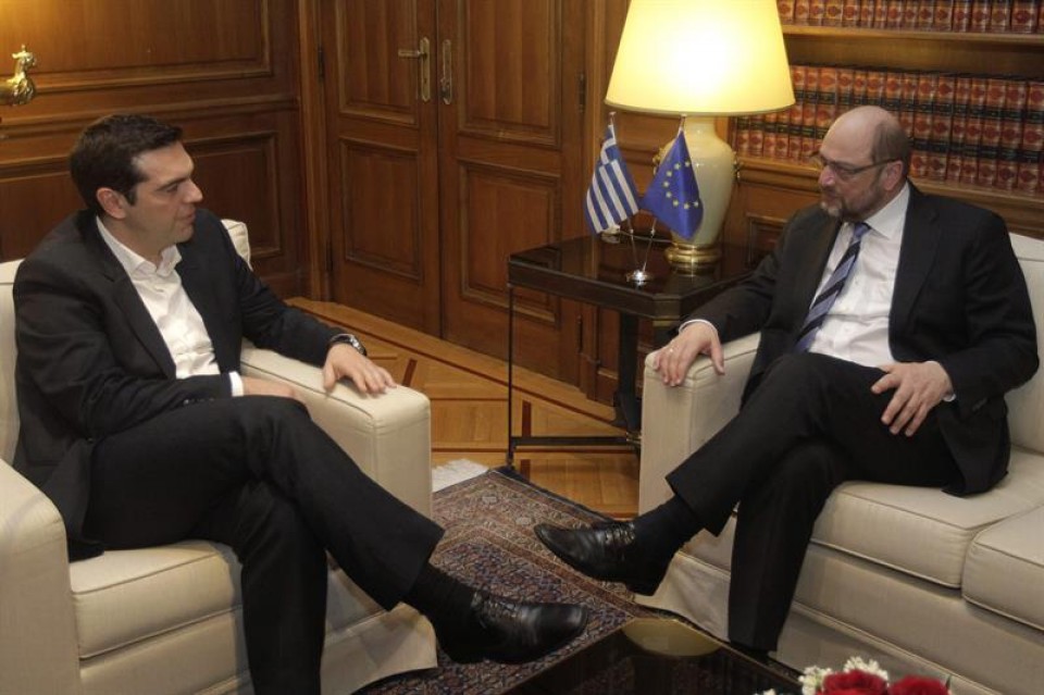 Reunión de Tsipras y Schulz.