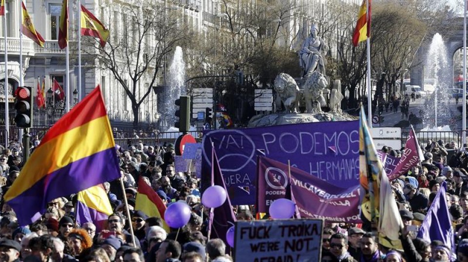 Aldaketaren Martxa egiten ari dira Madrilen, Podemos-Ahal Duguk deituta. Argazkia: EFE