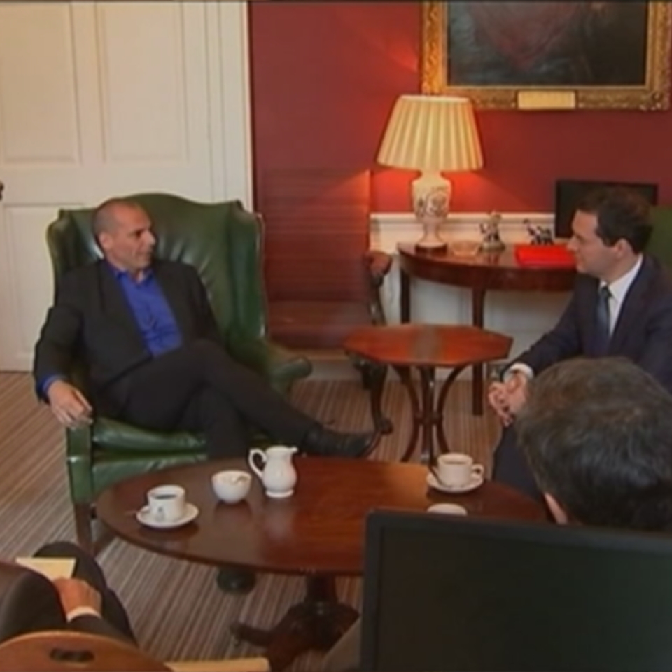 El canciller del Tesoro británico, George Osborne, y el ministro de Finanzas griego, Yanis Varufakis