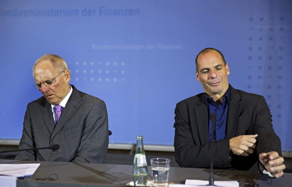 Wolfgang Schauble eta Yanis Varufakis Alemaniako eta Greziako Finantza ministroak. Argazkia: EFE