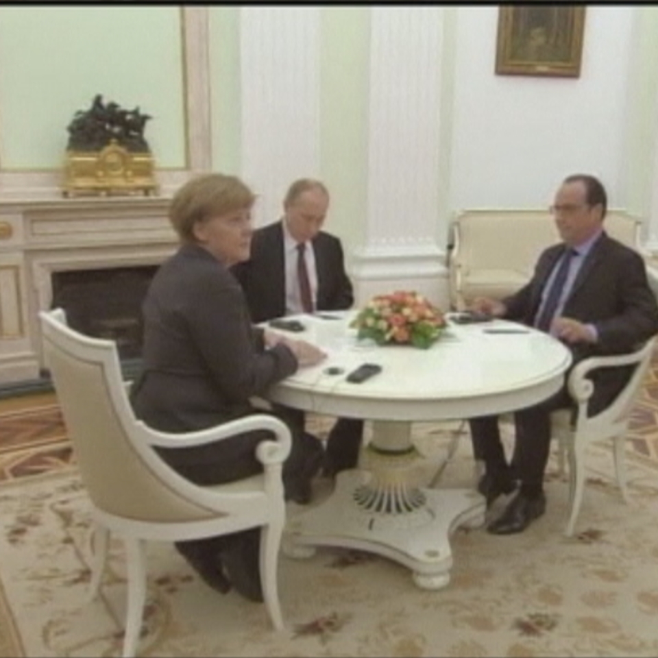 Merkel, con Joe Biden (EE. UU.) y el presidente ucraniano. Foto: EFE