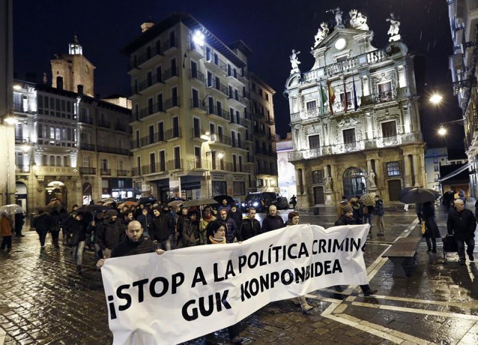 La manifestación celebrada esta noche en Pamplona/Iruña. Foto: EFE