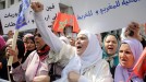 Hainbat emakumek protesta egin dute Marokon. Argazkia: EFE