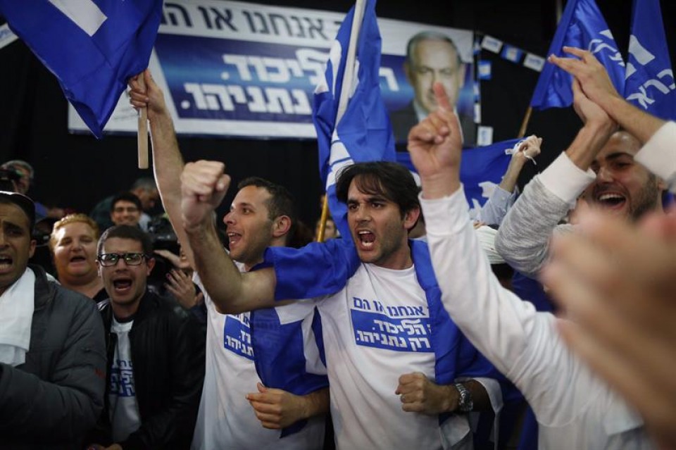 Los seguidores de Likud celebran la victoria en Israel. EFE.