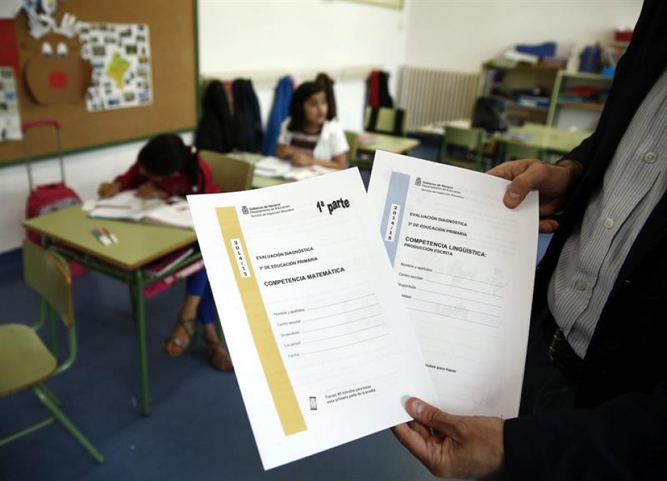Examen de evaluación de tercero de primaria en Navarra.