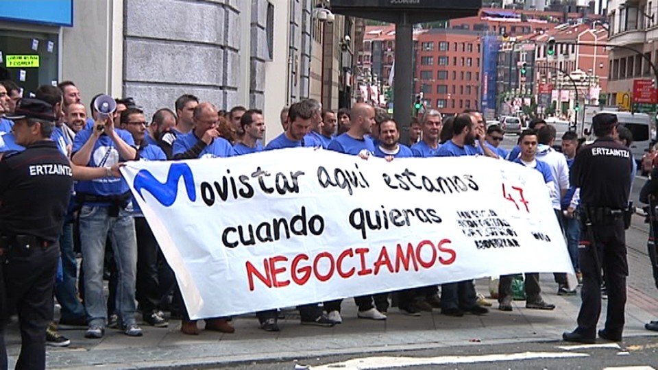 Protesta de los trabajadores de Movistar