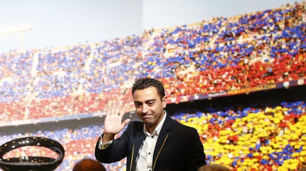 Xavi, en el acto de despedida. Foto: EFE